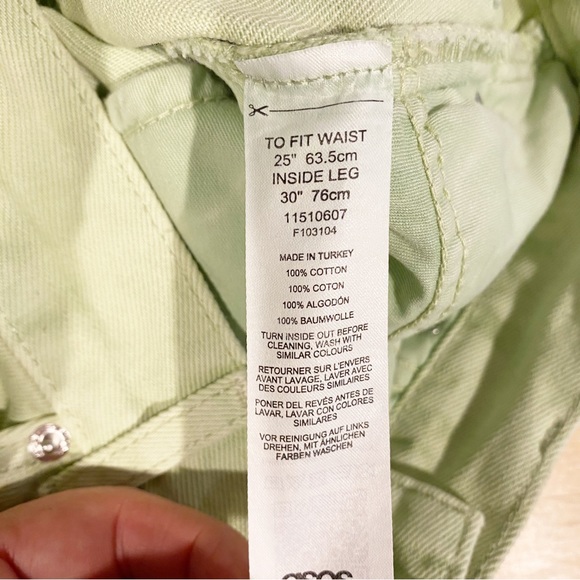 ASOS design | Mid Rise '90's' Straight Leg Jeans in Lime Sz. 25 - Picture 8 of 10